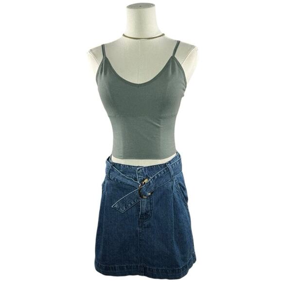 We the Free Women’s Jade Belted Denim mini Skirt Pockets Western Cowgirl | 27 - Picture 2 of 10